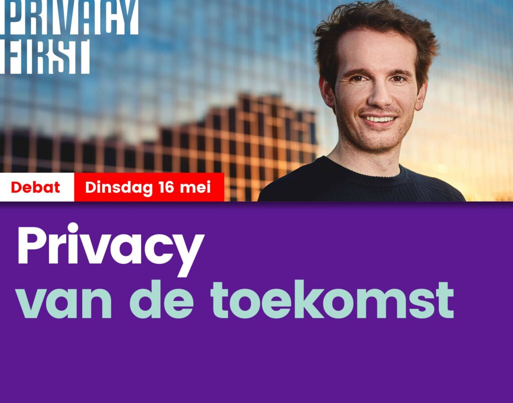 Flyer jubileum Privacy First 16 mei 2023